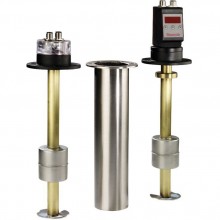 Float switch with switching contacts and temperature contact, with resistance measuring chain / resistance thermometer, with display and control unit ABZMS-41